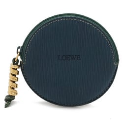 LOEWE Velazquez Coin Case, Purse, Round, Leather, Mountain Blue, Green