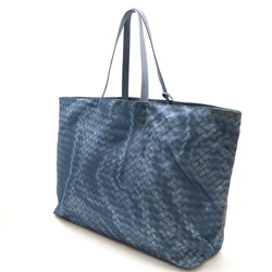 BOTTEGA VENETA Bottega Veneta Intreccio Illusion Tote Bag Shoulder Nylon Leather Blue