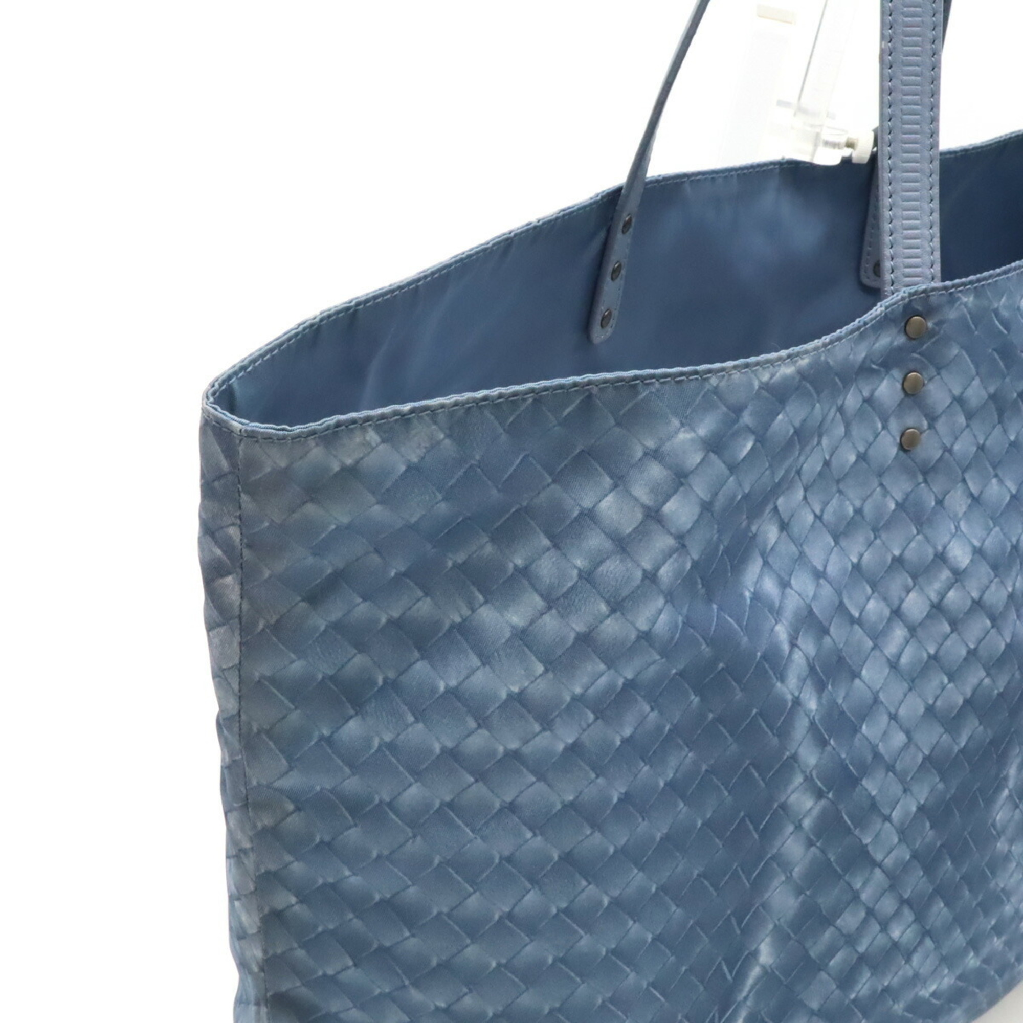 BOTTEGA VENETA Bottega Veneta Intreccio Illusion Tote Bag Shoulder Nylon Leather Blue