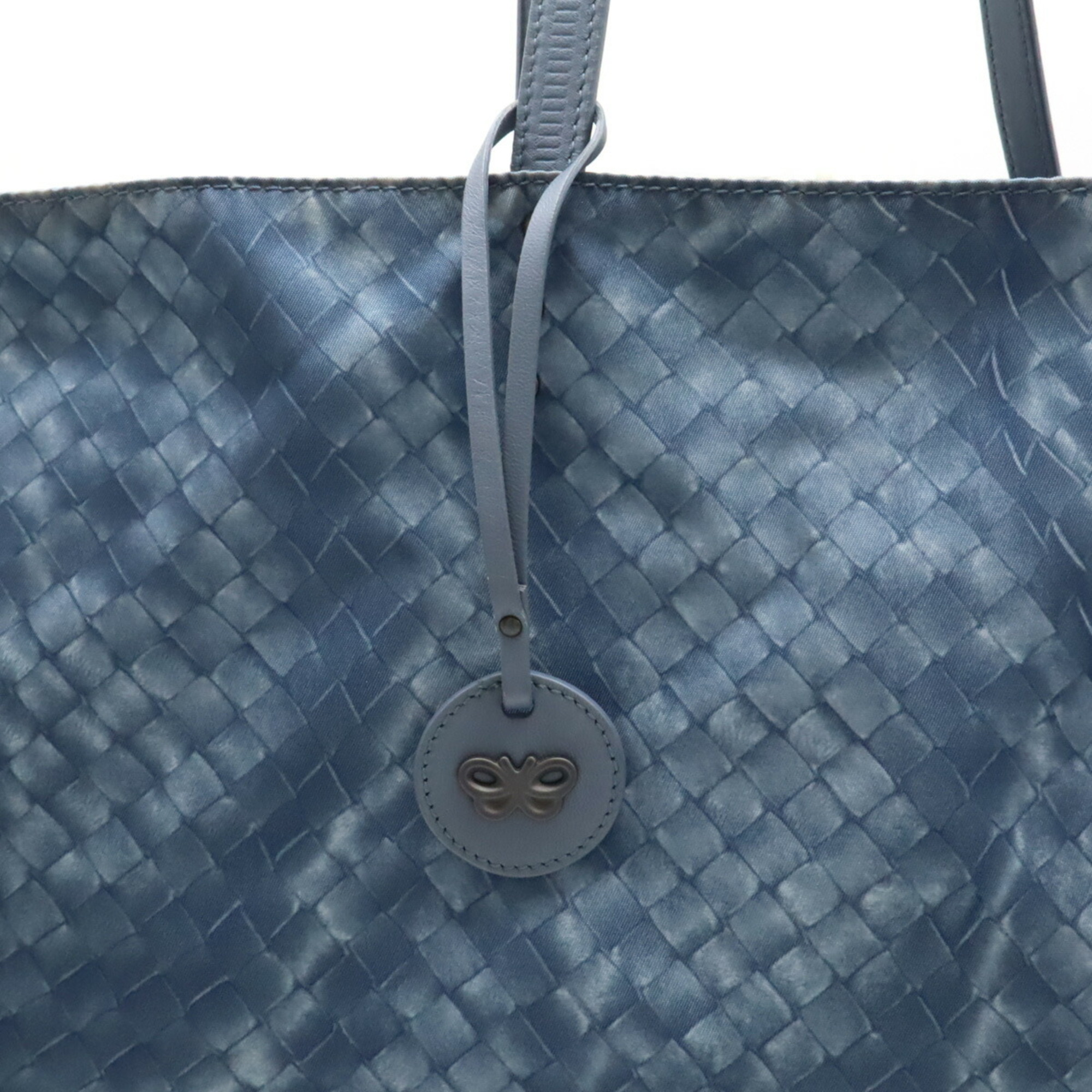 BOTTEGA VENETA Bottega Veneta Intreccio Illusion Tote Bag Shoulder Nylon Leather Blue