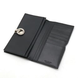 BVLGARI Clip Bi-fold Billfold Long Wallet Grain Leather Black 23295