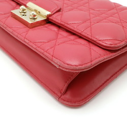 Christian Dior Cannage New Rock Chain Wallet Clutch Bag Leather Fuchsia Pink