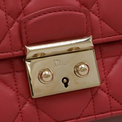 Christian Dior Cannage New Rock Chain Wallet Clutch Bag Leather Fuchsia Pink