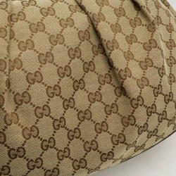 GUCCI Sukey GG canvas shoulder bag, leather, khaki beige, dark brown, 232955