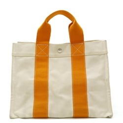 HERMES Bora PM Tote Bag Handbag Canvas Beige Orange