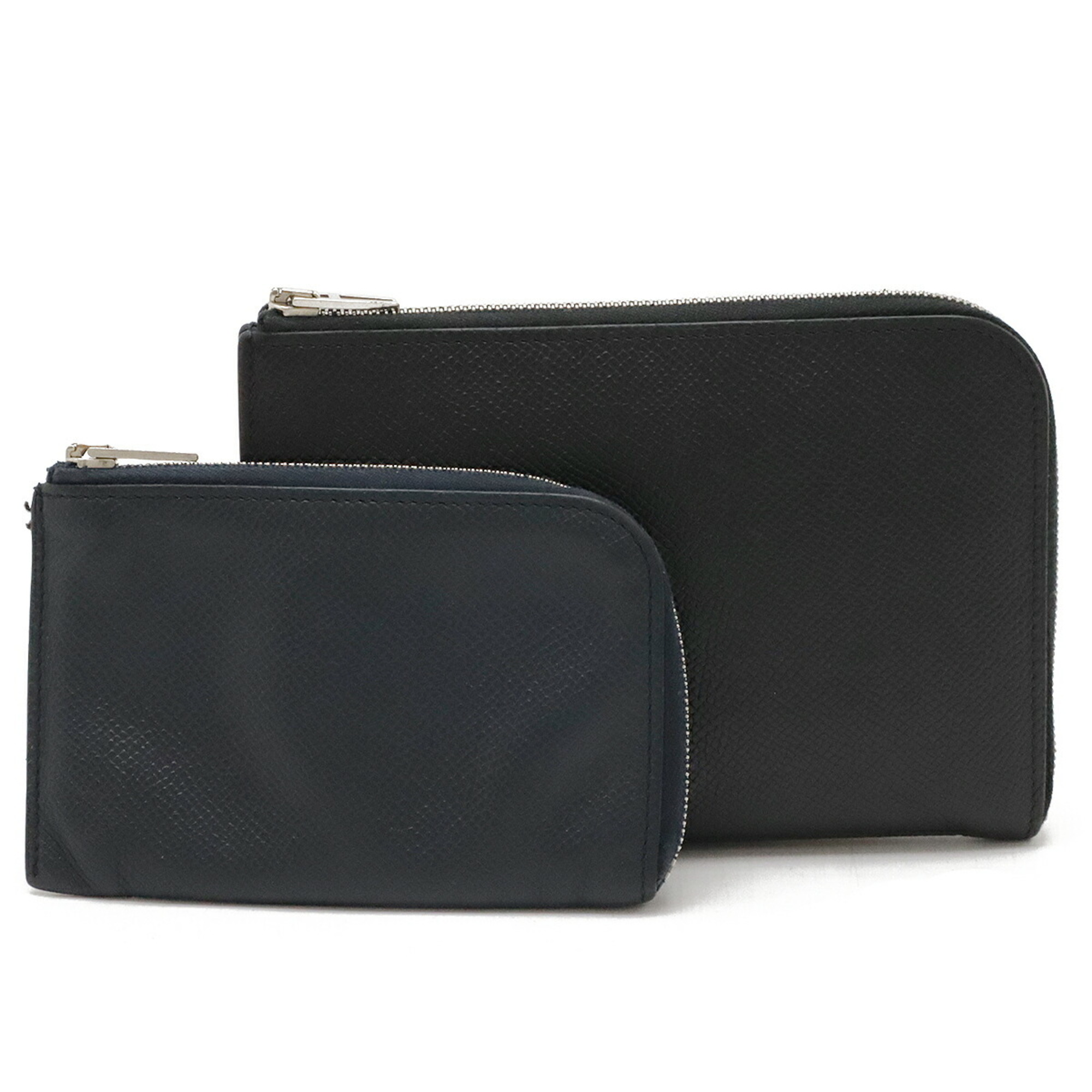 HERMES Remix Combine L-Shaped Wallet Epsom Leather Black A Stamp