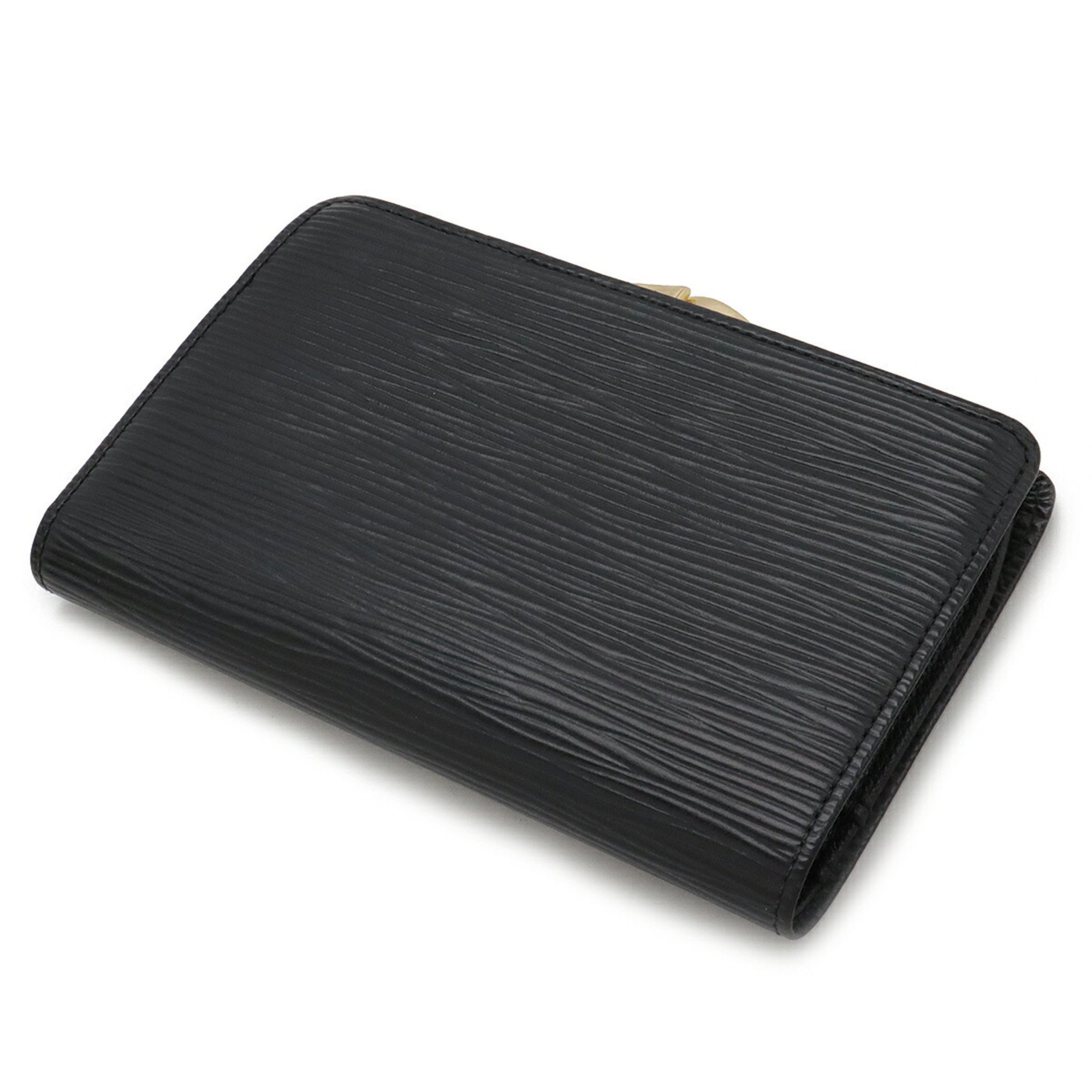 LOUIS VUITTON Epi Portefeuille Viennese Wallet Leather Noir Black Non-sticky M63242