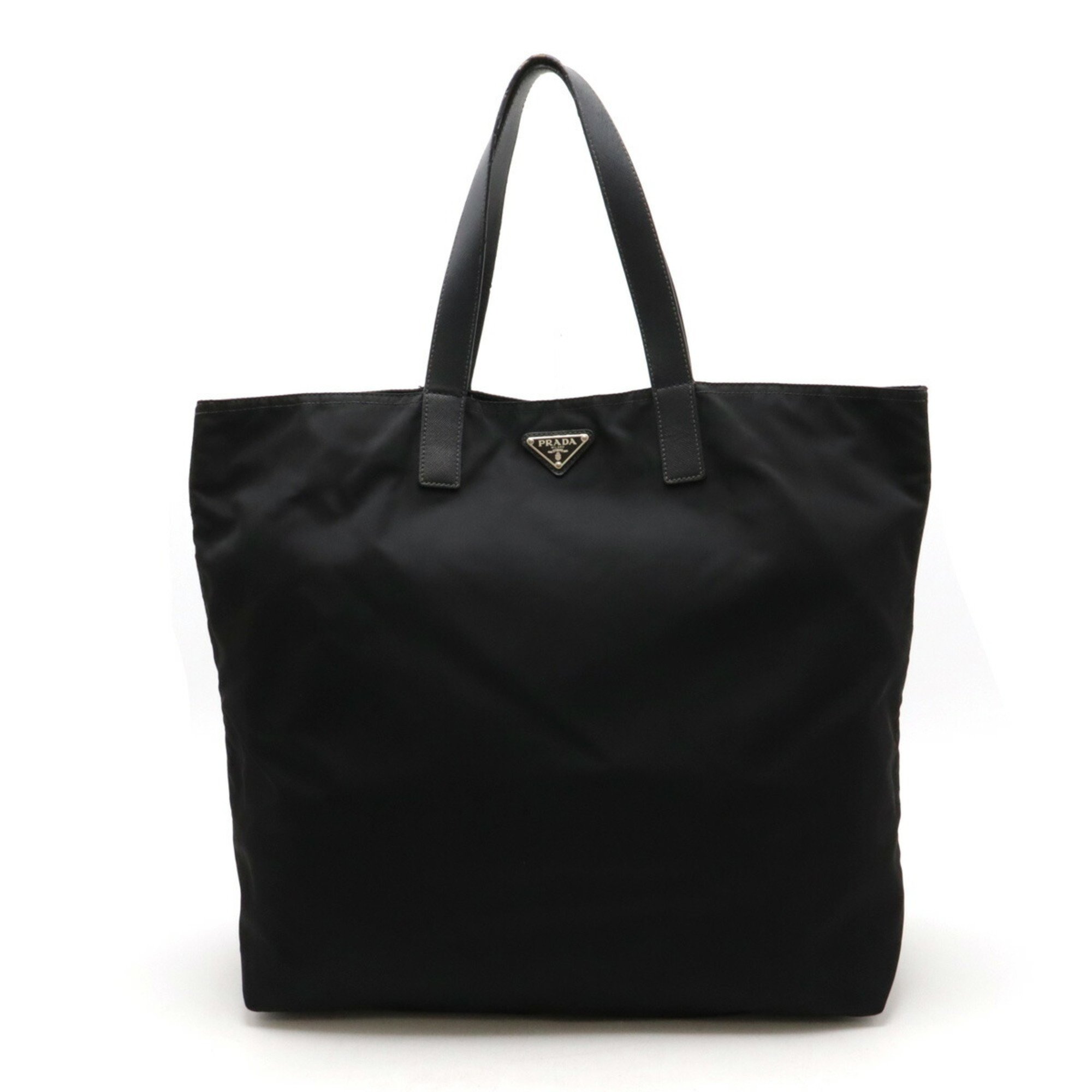 PRADA Prada Tote Bag Large Shoulder Nylon Leather NERO Black BA0831