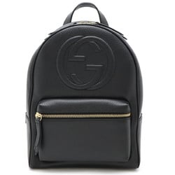 GUCCI Soho Backpack, Chain Shoulder, Leather, Black, 536192