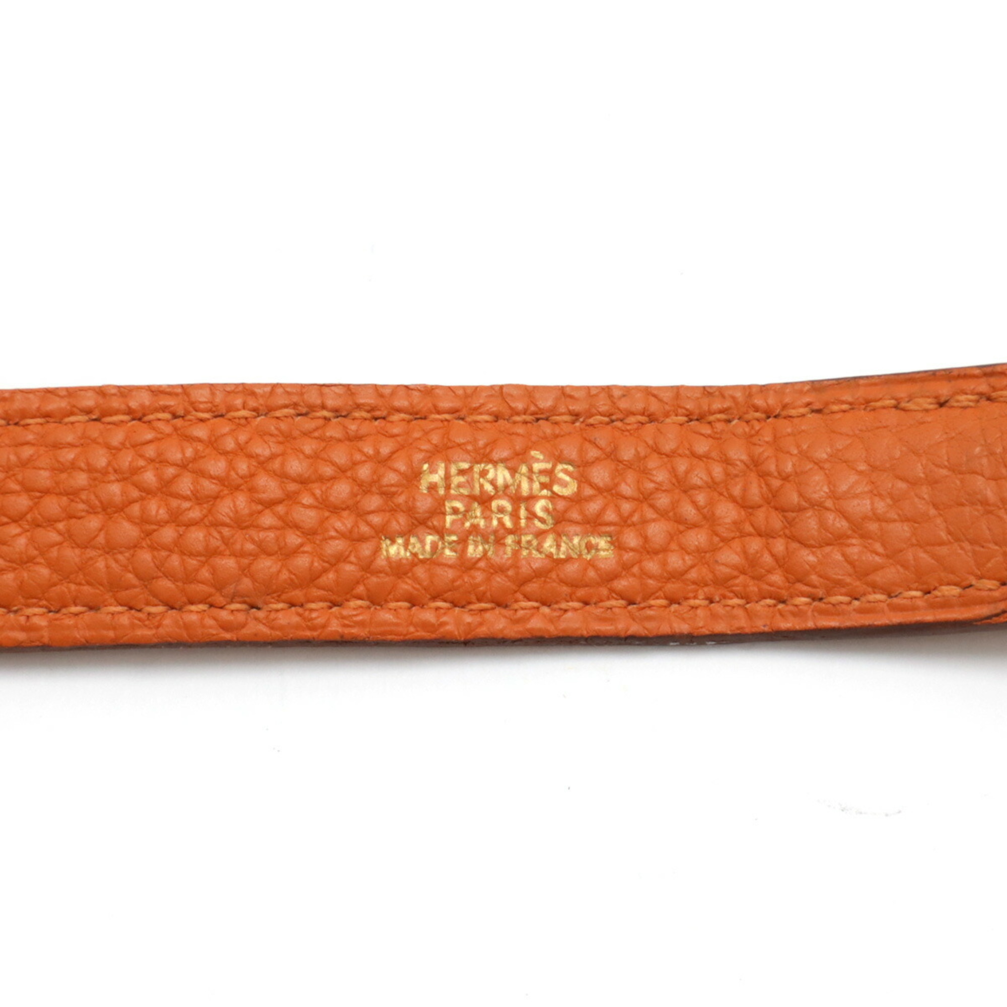 HERMES Hermes double ring belt leather orange