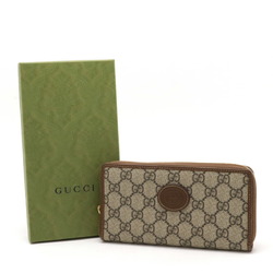 GUCCI Gucci Interlocking G GG Supreme Zip Around Wallet Round Long PVC Beige Brown 673003