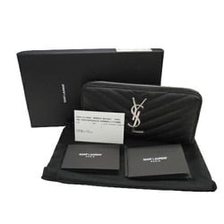 YSL SAINT LAURENT Wallet Women's Long Leather Monogram Saint Laurent Full Zip Black 358094