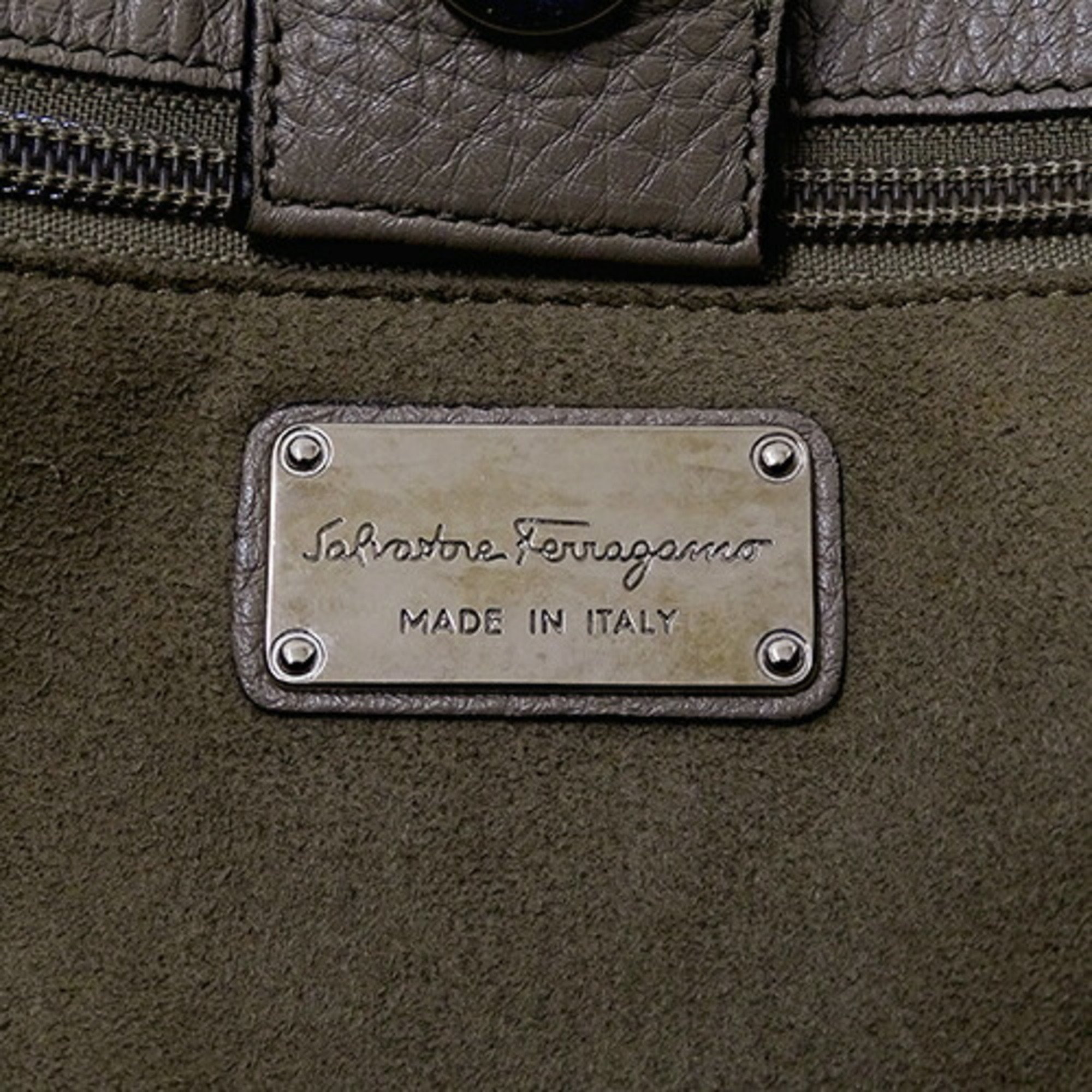 Salvatore Ferragamo Ferragamo Bag Women's Tote Gancini Leather Grey Brown