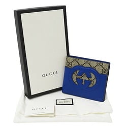 Gucci Men's Wallet, Bi-fold Cut-out Interlocking G Coin GG Supreme Leather, Brown, Blue, 701417, Compact Wallet