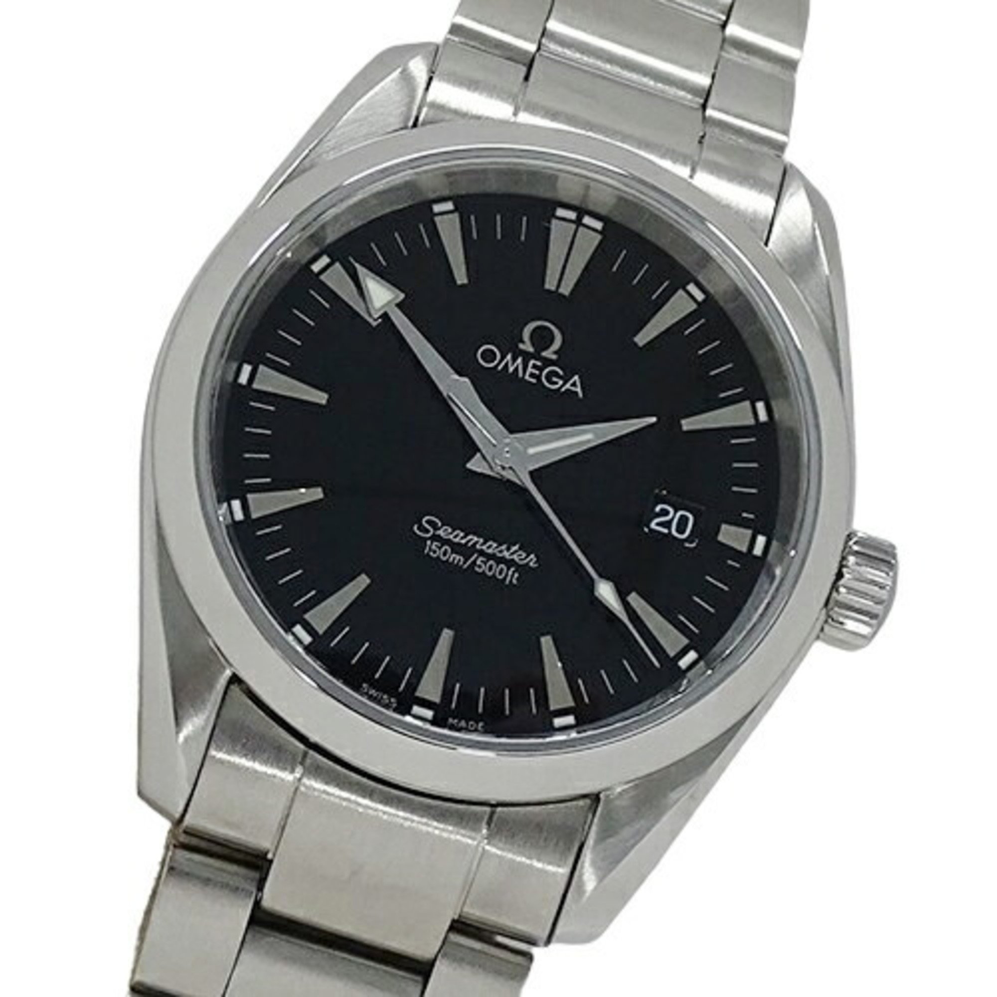 OMEGA Seamaster Aqua Terra 2518.50 Watch Men's Date Quartz Stainless Steel SS Silver Black Polished