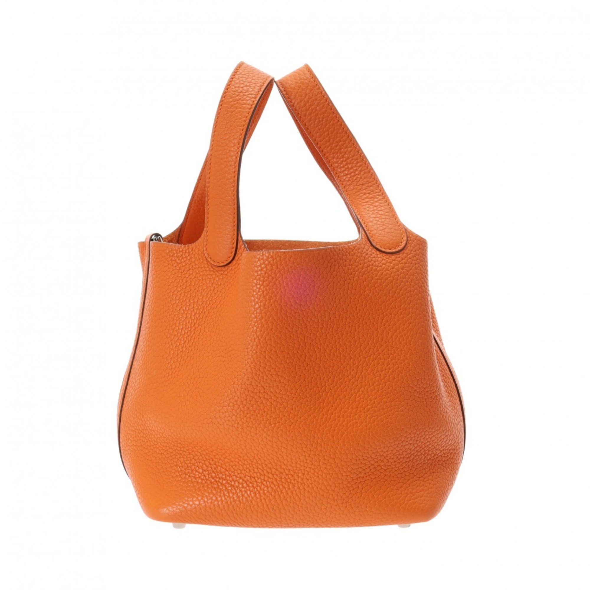 HERMES Picotin Lock PM Orange □N Stamp (around 2010) Women's Taurillon Clemence Handbag