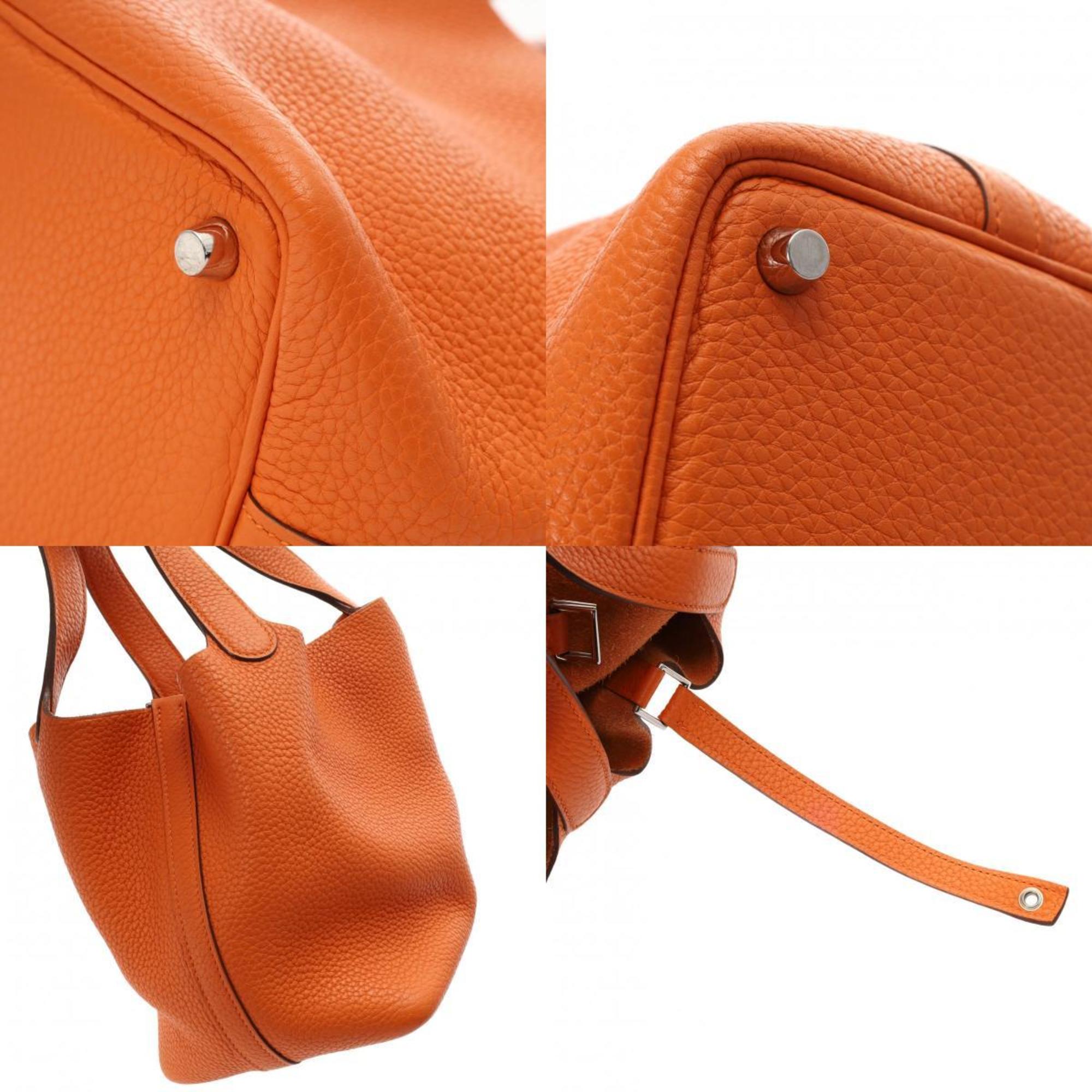 HERMES Picotin Lock PM Orange □N Stamp (around 2010) Women's Taurillon Clemence Handbag