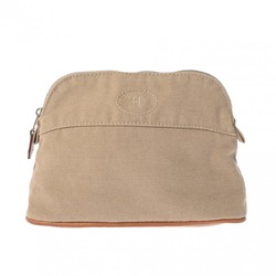 HERMES Bolide Pouch 20 Khaki Women's 100% Cotton