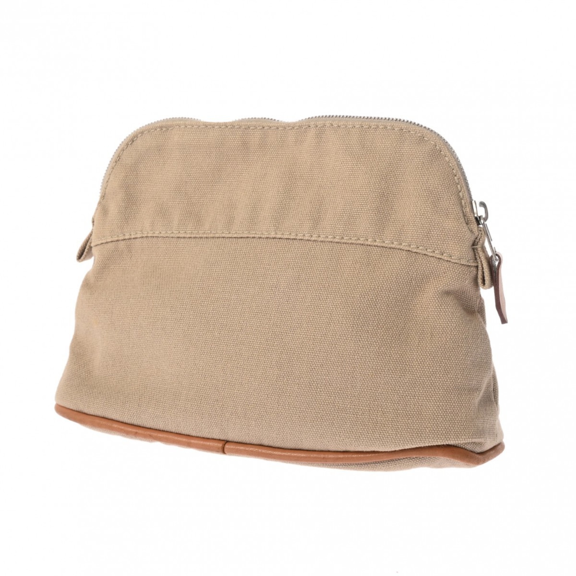 HERMES Bolide Pouch 20 Khaki Women's 100% Cotton