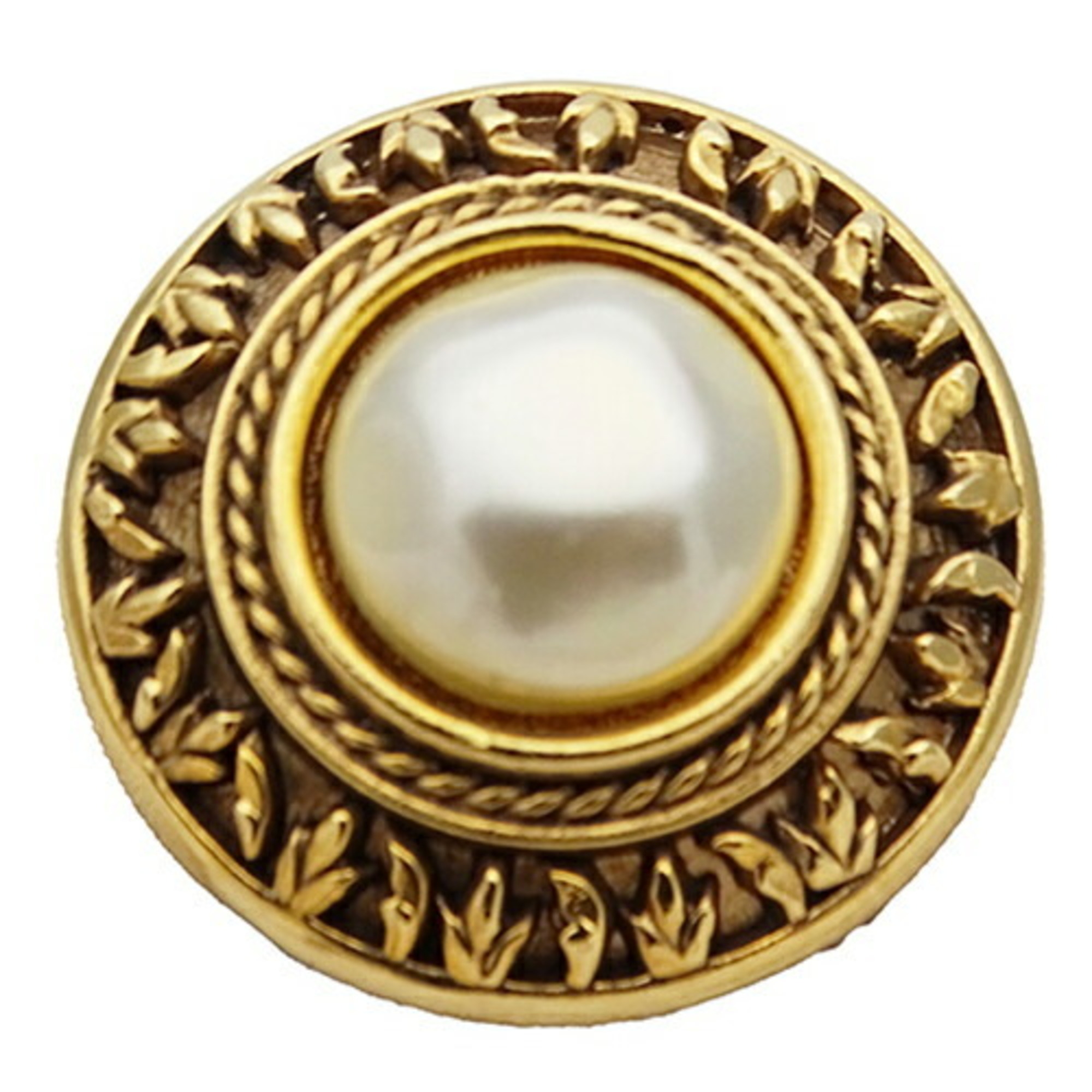 CHANEL Round Earrings for Women, Gold, Faux Pearl