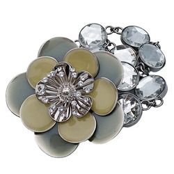 Miu Miu Miu Bracelet for Women, Silver, Green, Flower, Bijou, Crystal