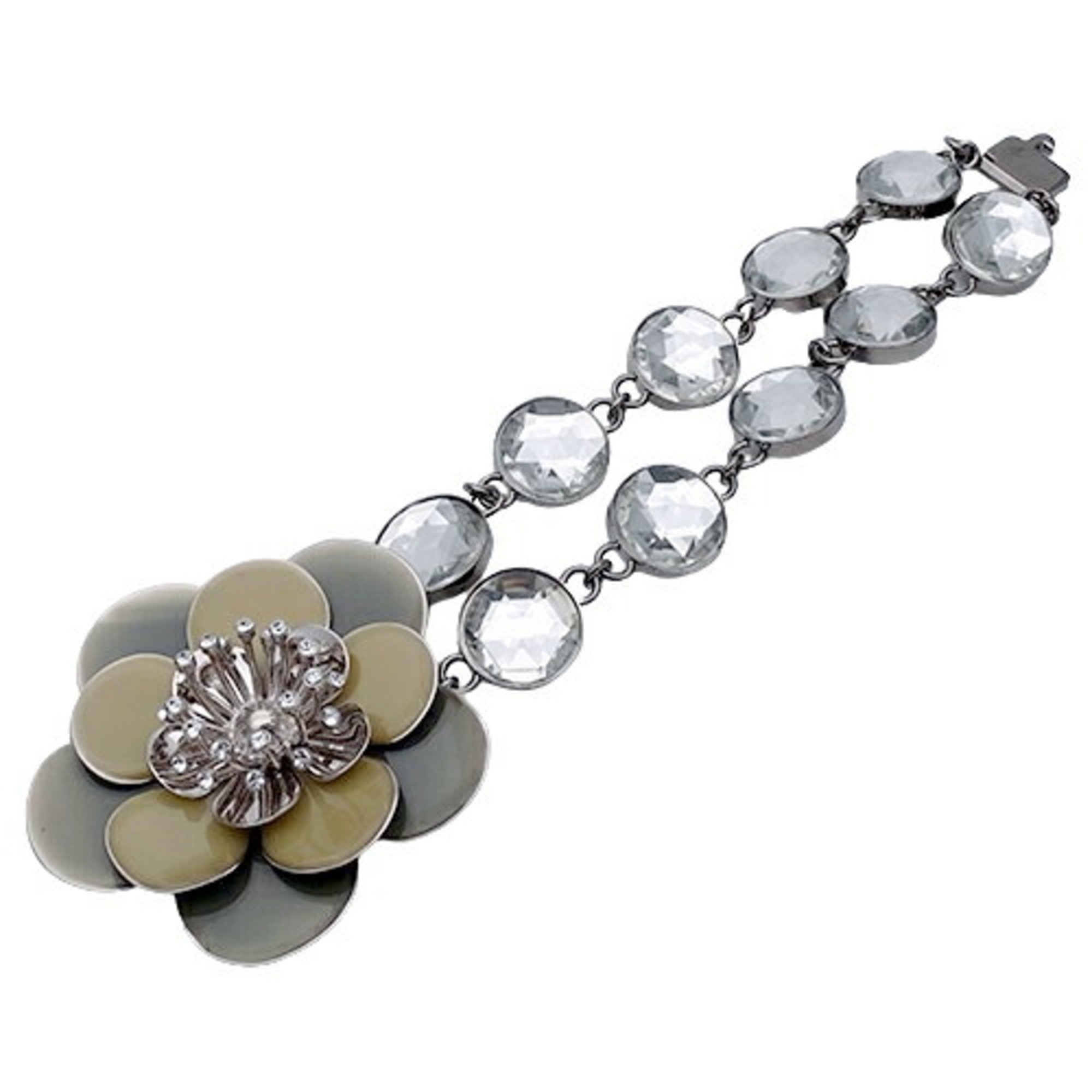 Miu Miu Miu Bracelet for Women, Silver, Green, Flower, Bijou, Crystal