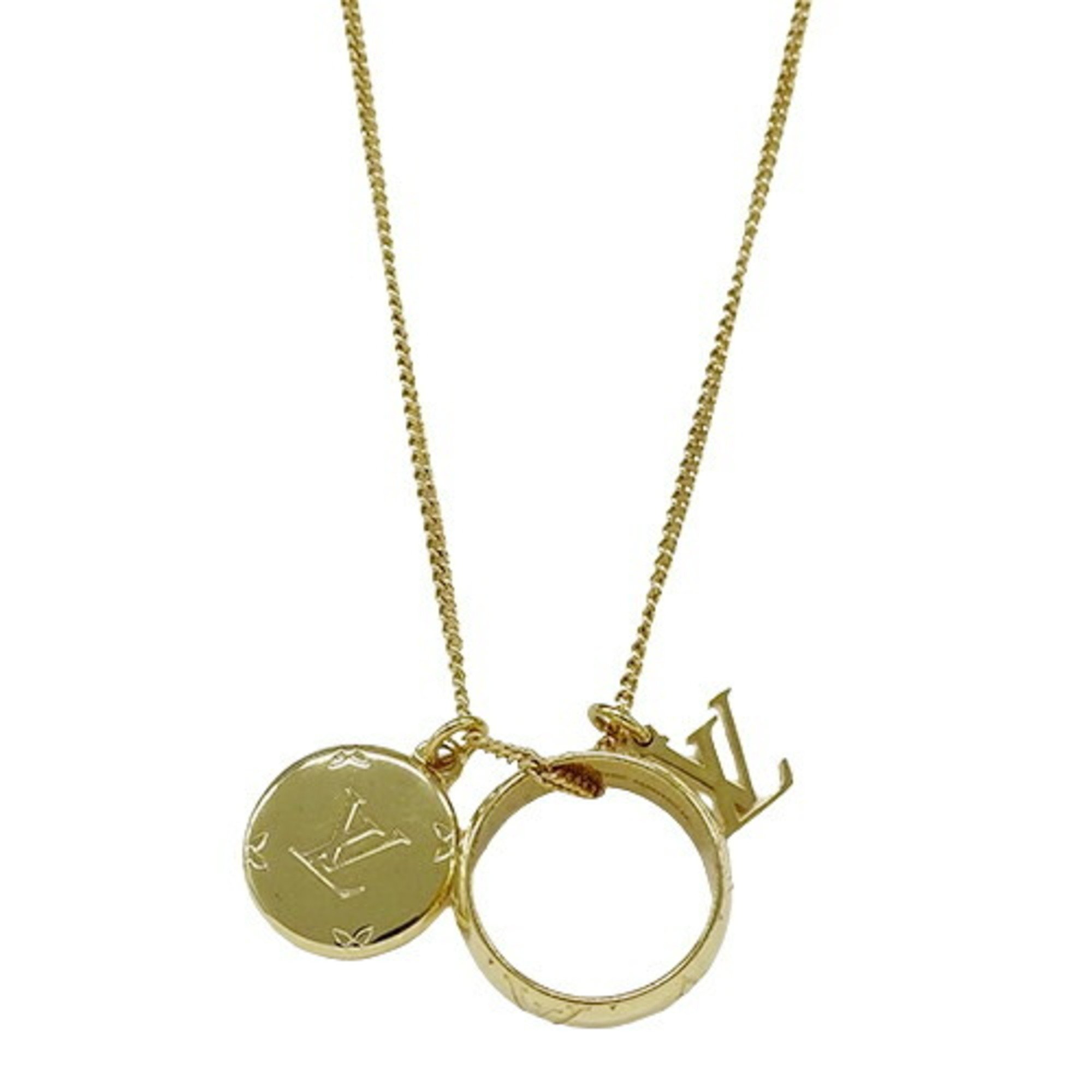 LOUIS VUITTON Necklace Men's Ring Monogram Gold M80189 OB2282