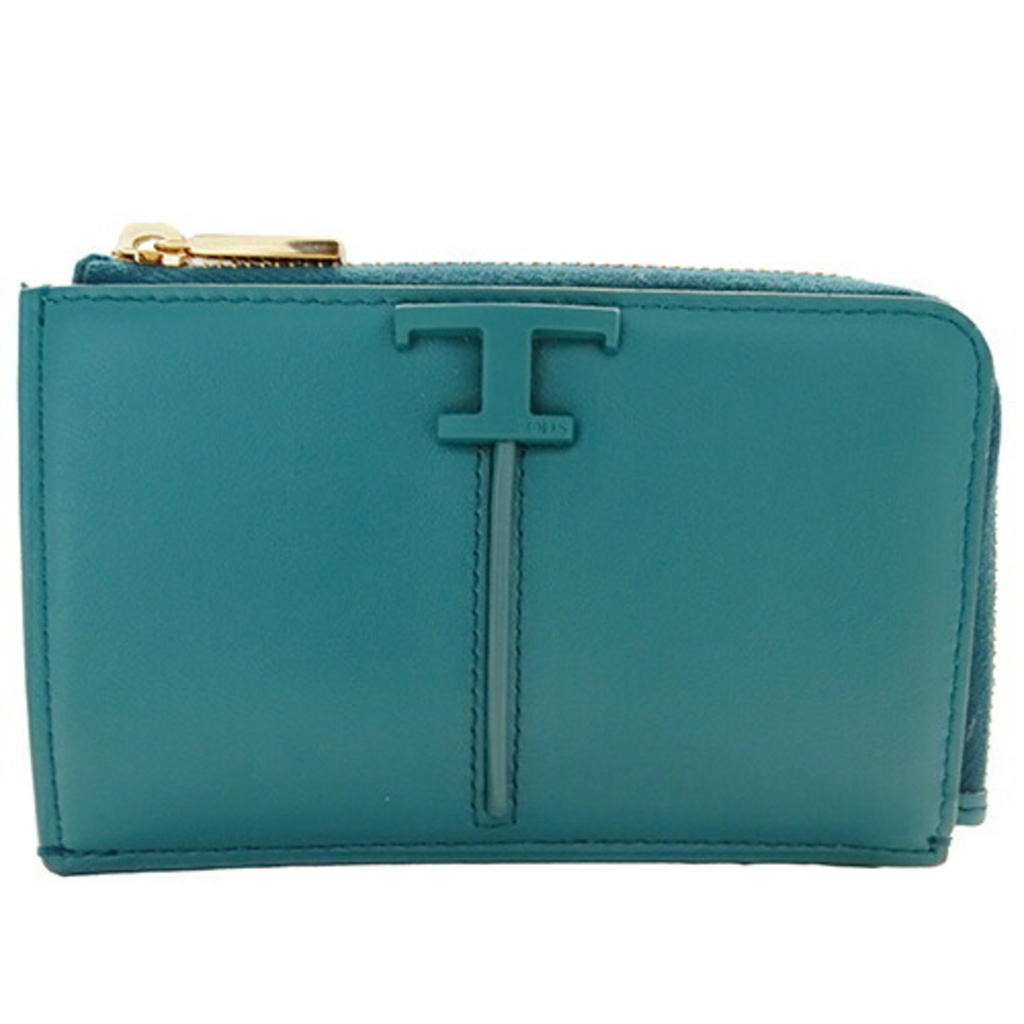 Tod's Pouch Women's Coin Case Card Calf Leather T Timeless Green Blue