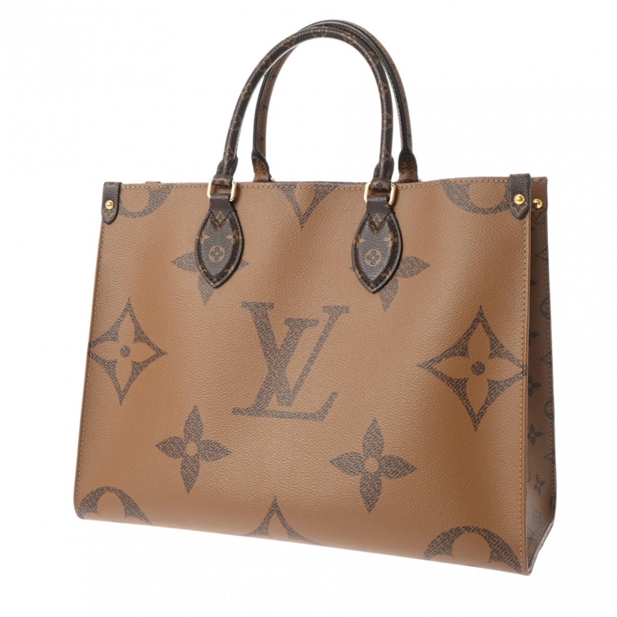 LOUIS VUITTON Louis Vuitton Monogram Giant On The Go MM Tote Brown Women's Reverse Canvas Handbag