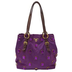 PRADA Women's Tote Bag Nylon Purple Beads