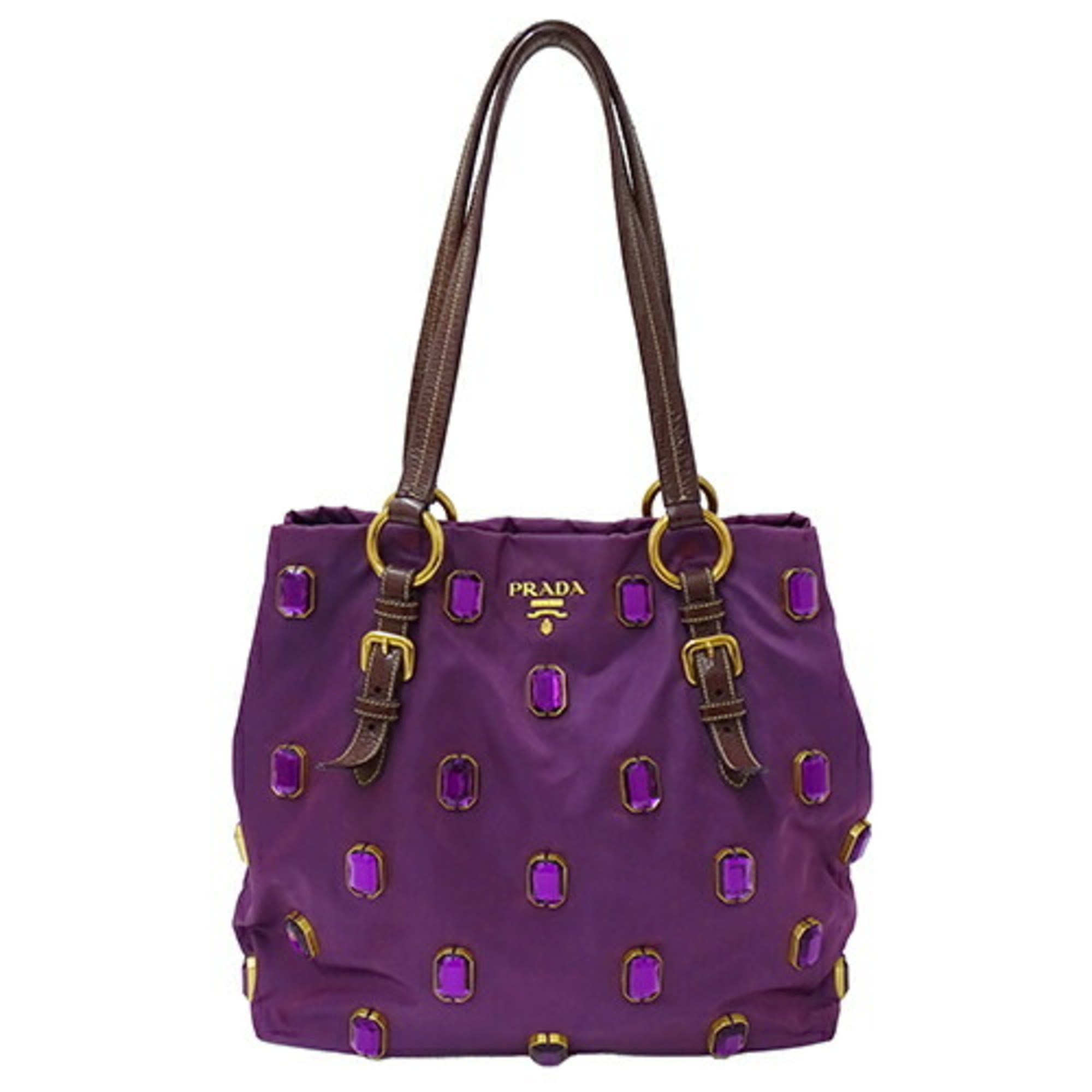 PRADA Women's Tote Bag Nylon Purple Beads