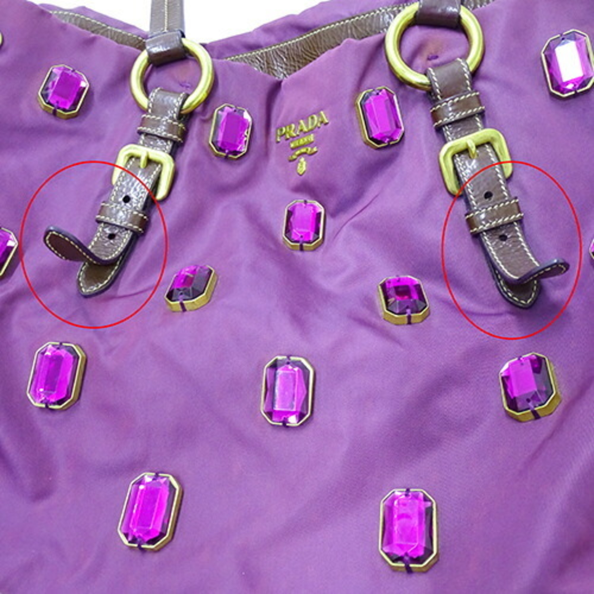 PRADA Women's Tote Bag Nylon Purple Beads