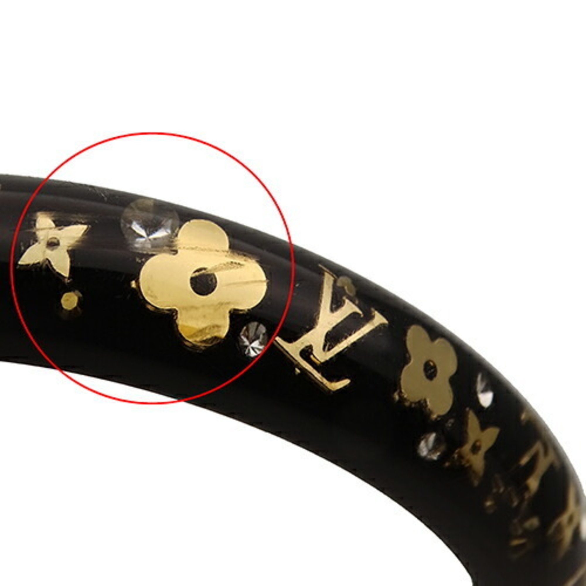 Louis Vuitton LOUIS VUITTON Bangle for Women Resin Bracelet Ankle John TPM Black Gold M65300 Size S+