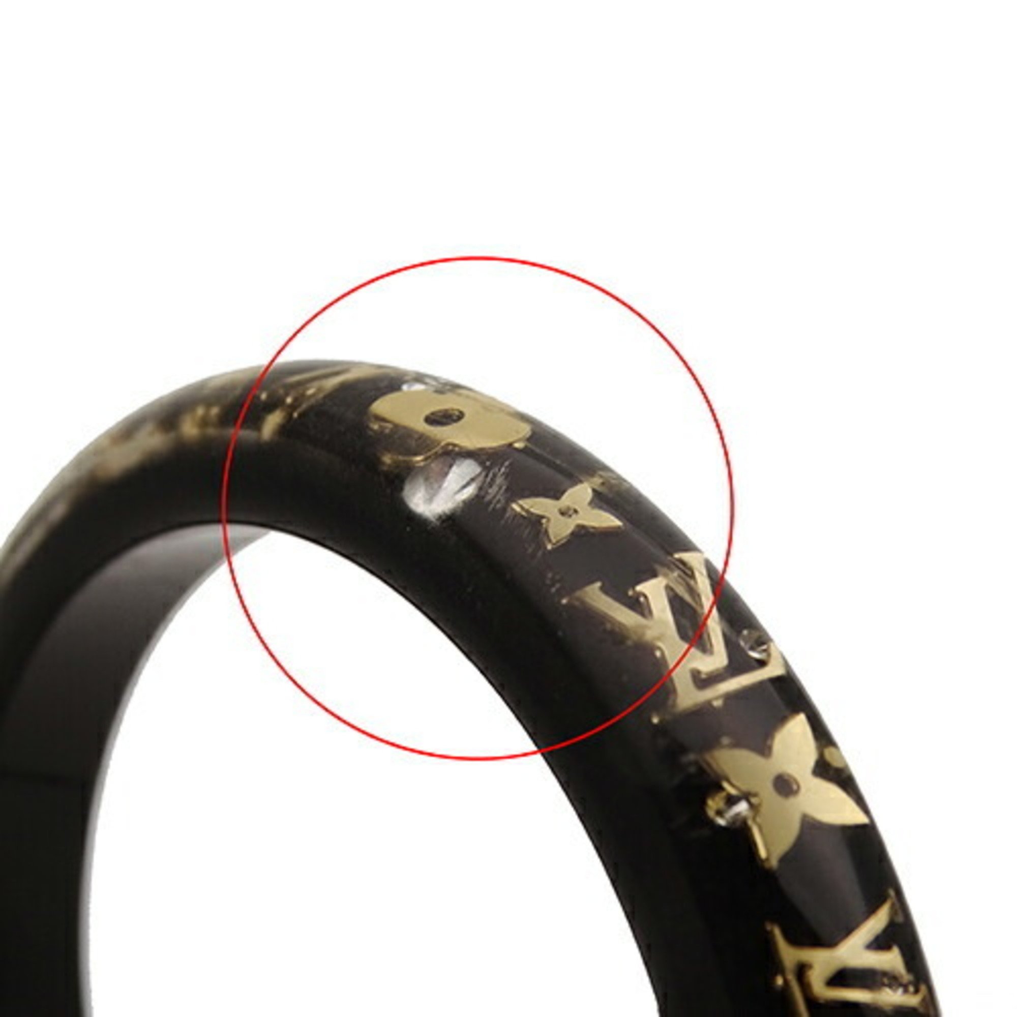 Louis Vuitton LOUIS VUITTON Bangle for Women Resin Bracelet Ankle John TPM Black Gold M65300 Size S+