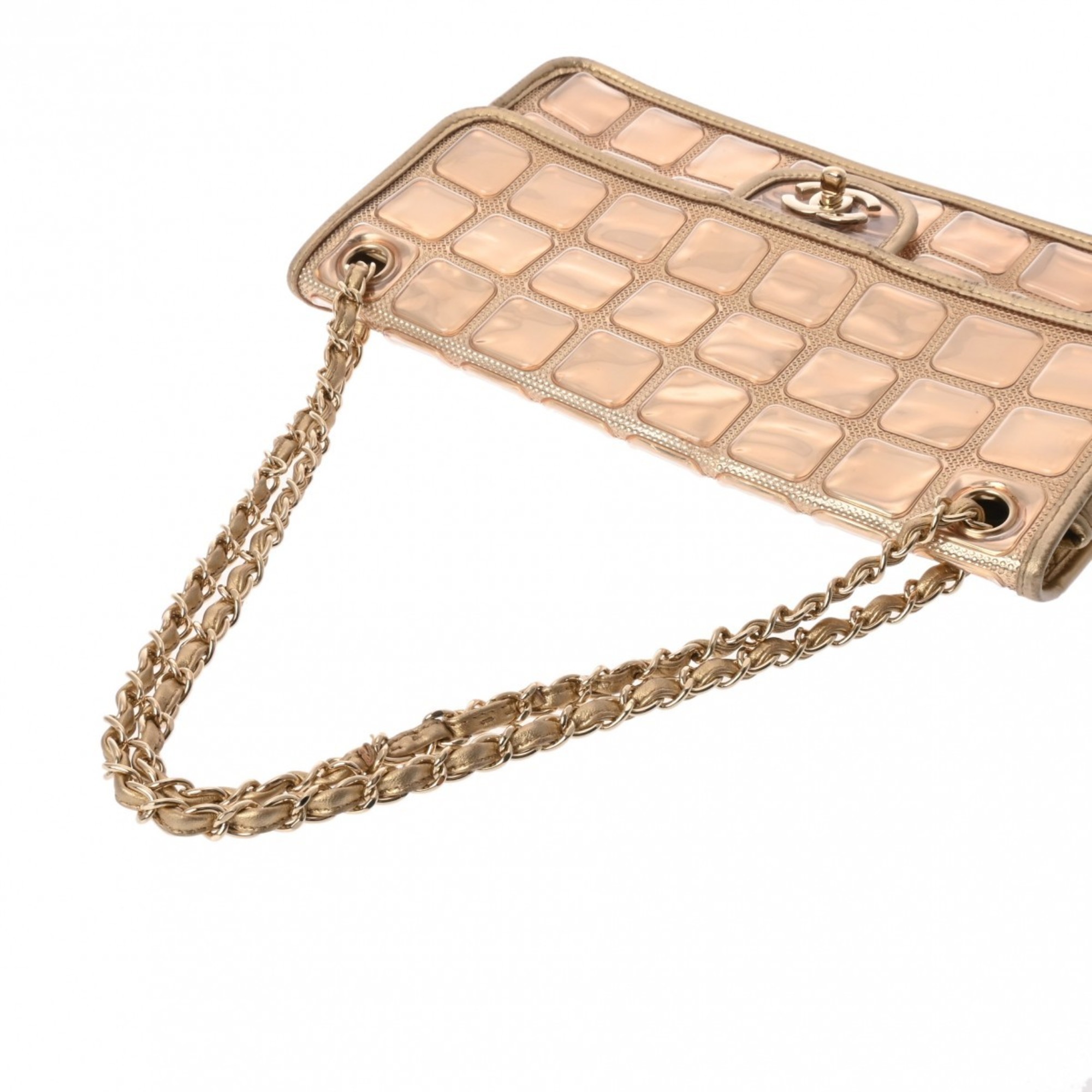 CHANEL Chanel Chain Shoulder 30cm Clear/Gold Women's Vinyl Leather Bag