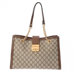 GUCCI Padlock GG Medium Chain Shoulder Bag Beige Brown Women's PVC Leather Tote