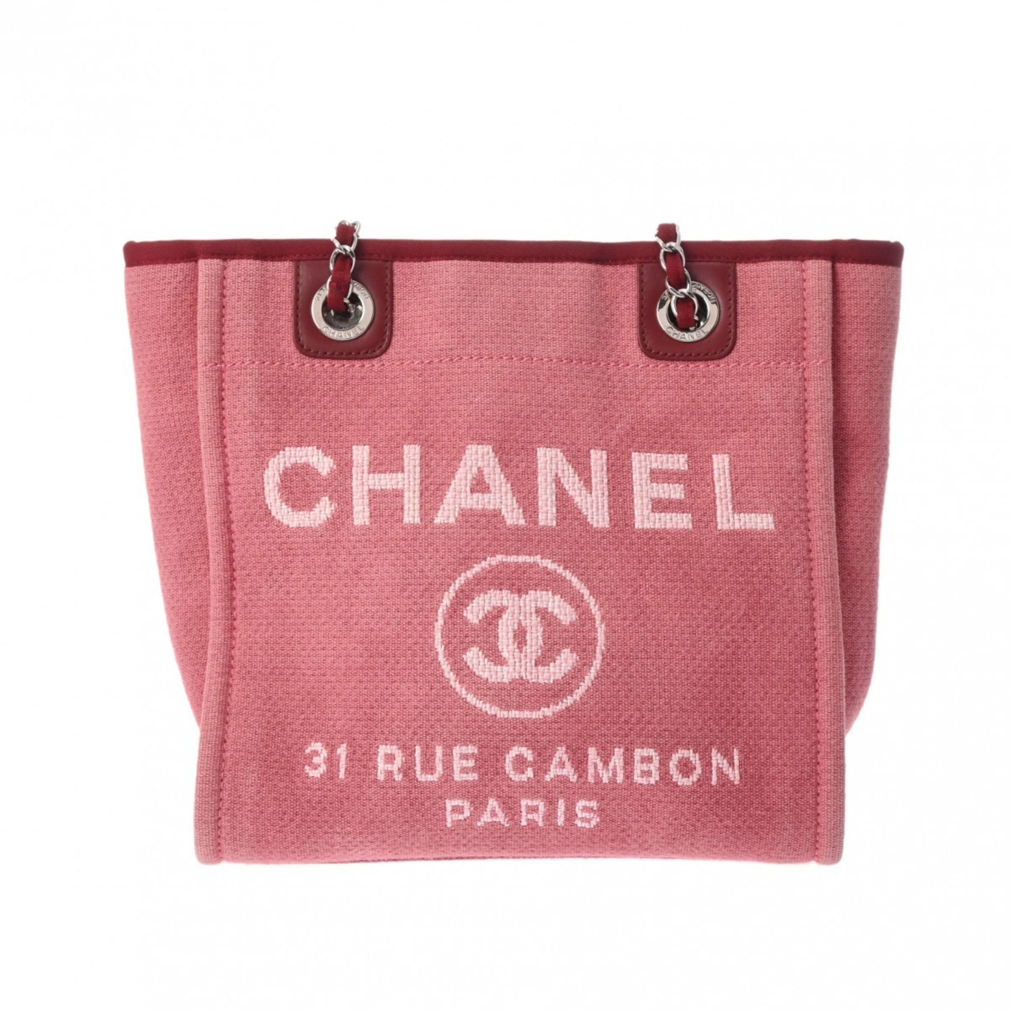 CHANEL Deauville PM Pink Women's Canvas Tote Bag