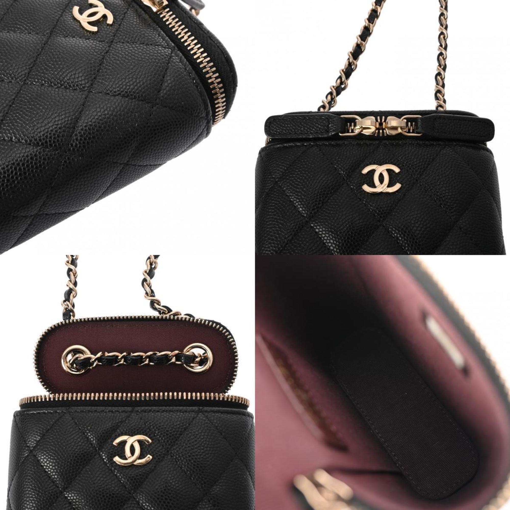 CHANEL Chanel Matelasse Small Vanity Chain Shoulder Black AP2195 Women's Caviar Skin Bag