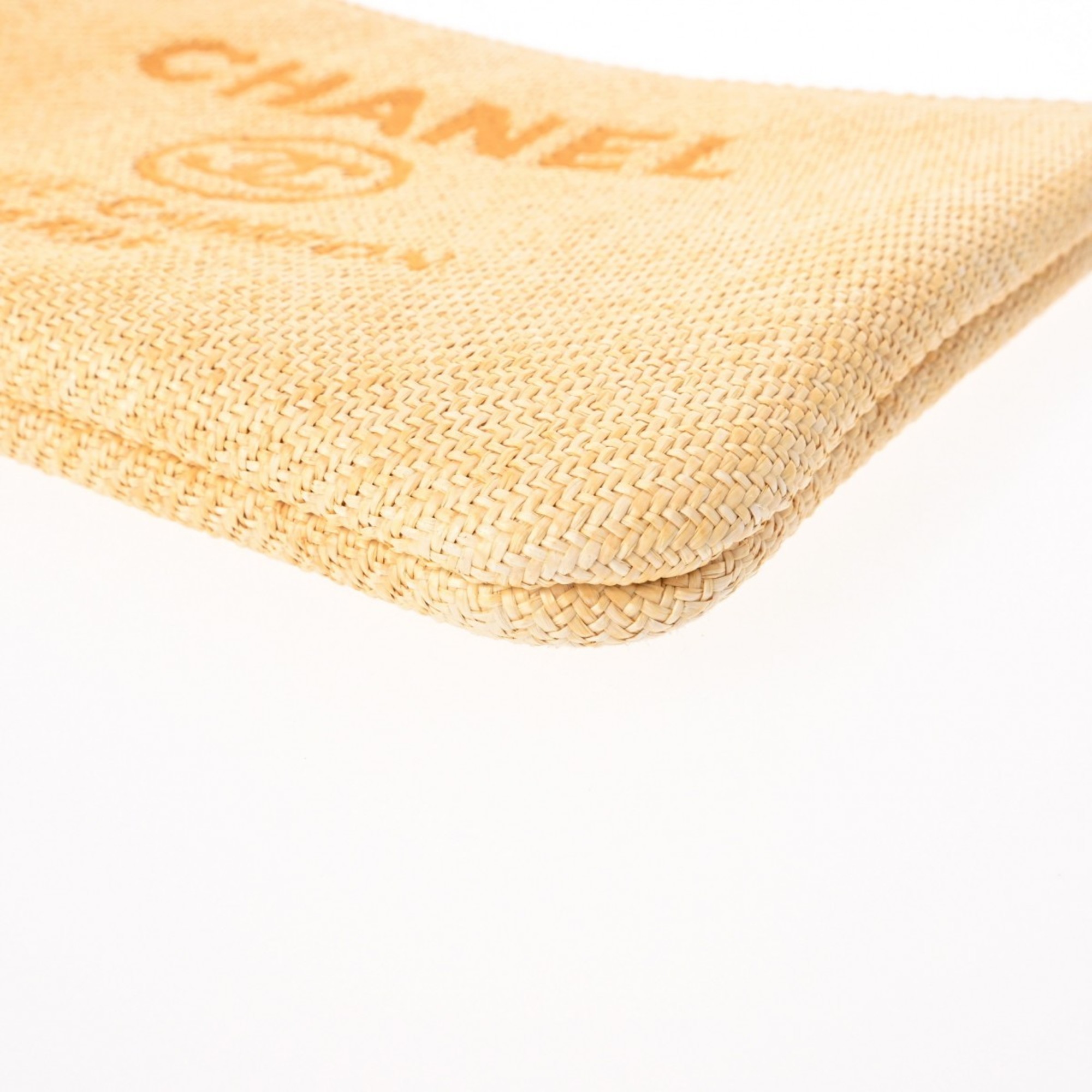 CHANEL Deauville Yellow A80117 Unisex Straw Clutch Bag