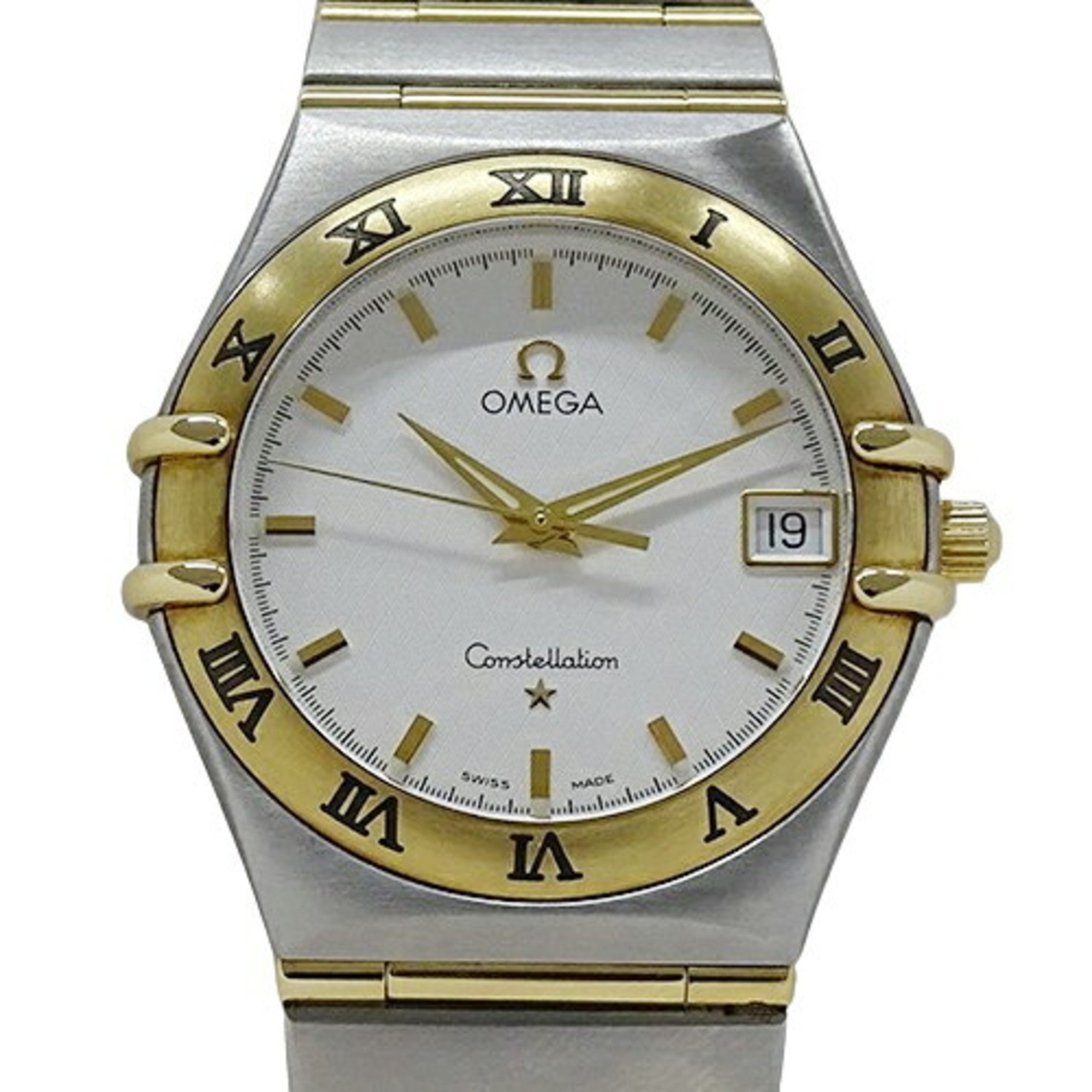 OMEGA Constellation 1212.30 Watch Men's Date Quartz Stainless Steel SS Gold YG Combi Full Bar Polished