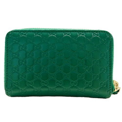 GUCCI Wallet for Women and Men, Coin Case, Micro GG Shima Leather, Green, 544249, Dark Round, Compact