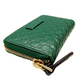 GUCCI Wallet for Women and Men, Coin Case, Micro GG Shima Leather, Green, 544249, Dark Round, Compact