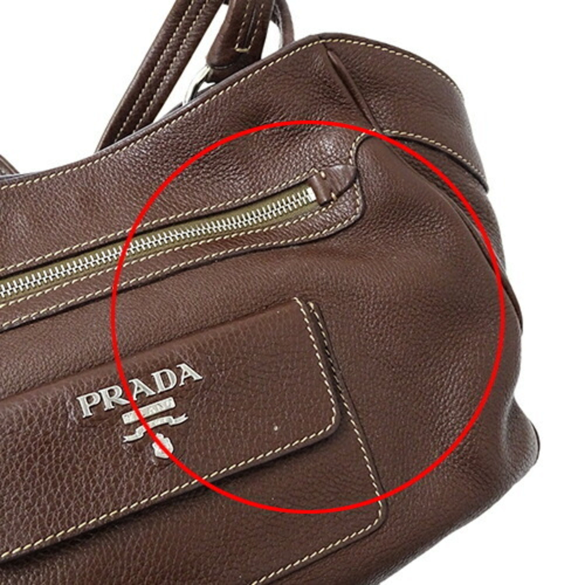 PRADA Women's Tote Bag Leather Brown