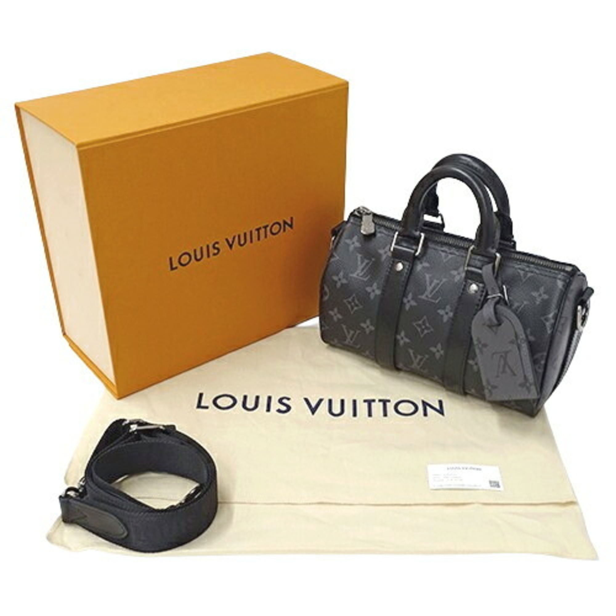 Louis Vuitton LOUIS VUITTON Bag Monogram Eclipse Reverse Men's Handbag Shoulder 2way Keepall Bandouliere 25 M46271 Black Compact