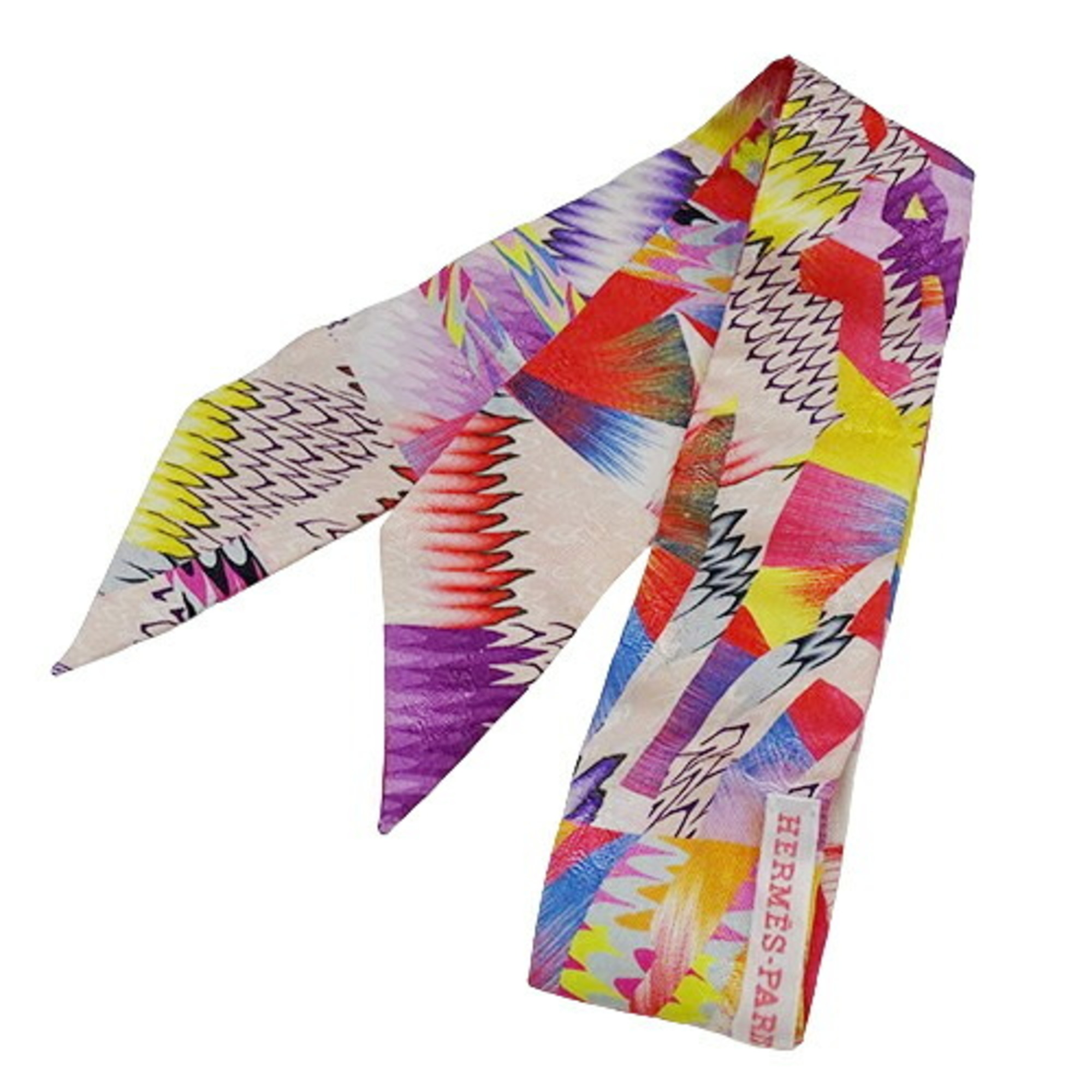 HERMES Scarf for Women Twilly ALL OVER MARBLE SILK 2022 Limited Edition Kyoto Marble Silk Pink Multi