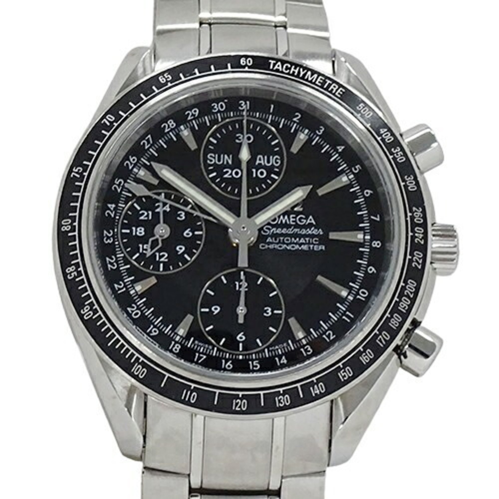 OMEGA Speedmaster 3220.50 Men's Watch Triple Calendar Automatic AT Stainless Steel SS Silver Black Polished