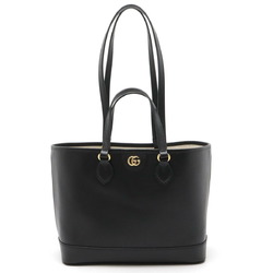 GUCCI Double G Small Tote Bag Shoulder Leather Black 765043