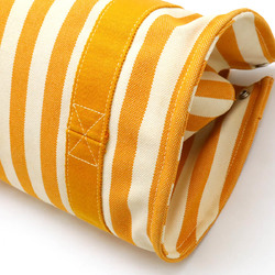 HERMES Cannes PM Tote Bag Handbag Canvas Stripe Natural Yellow