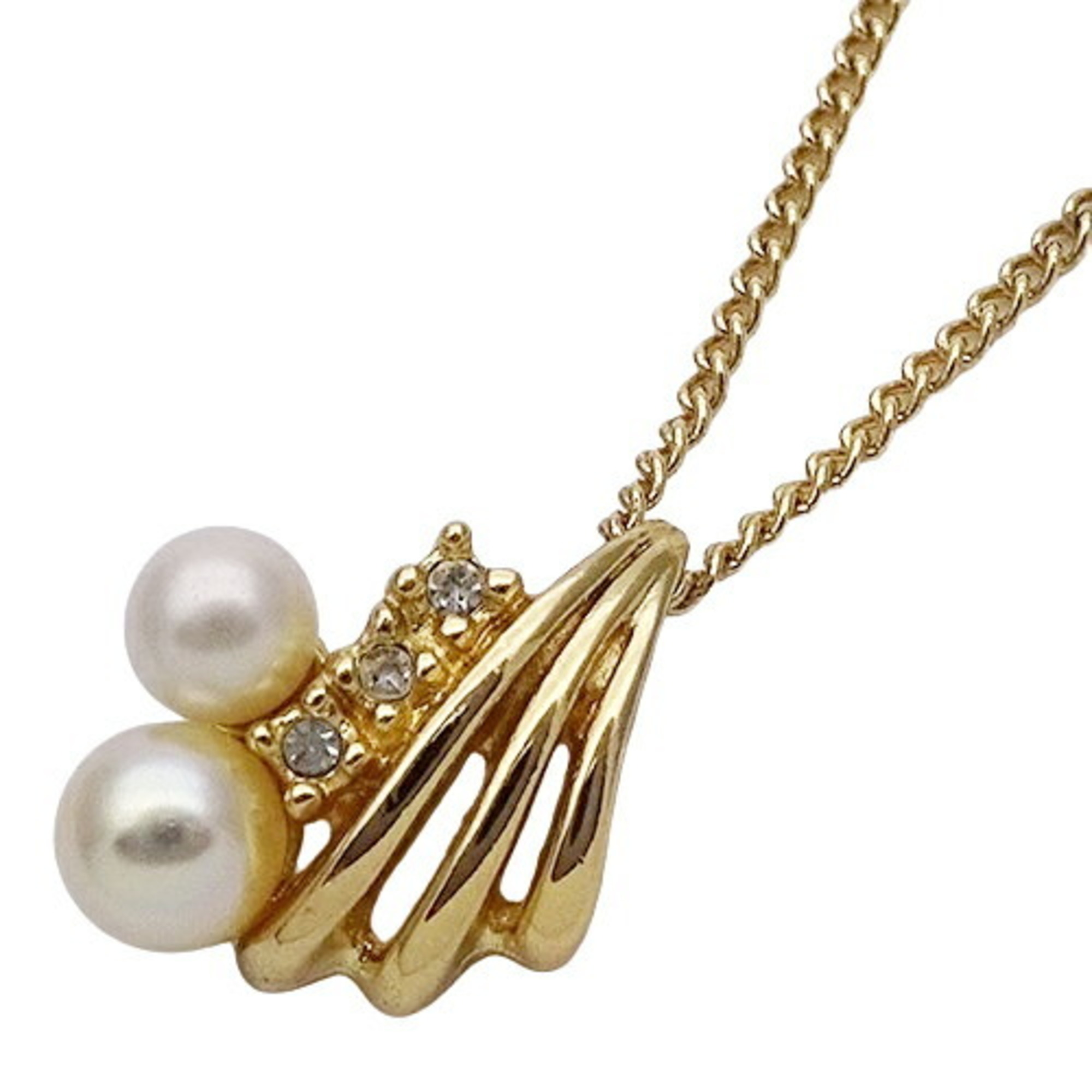 Christian Dior Dior necklace for women, fake pearl, rhinestone, gold pendant