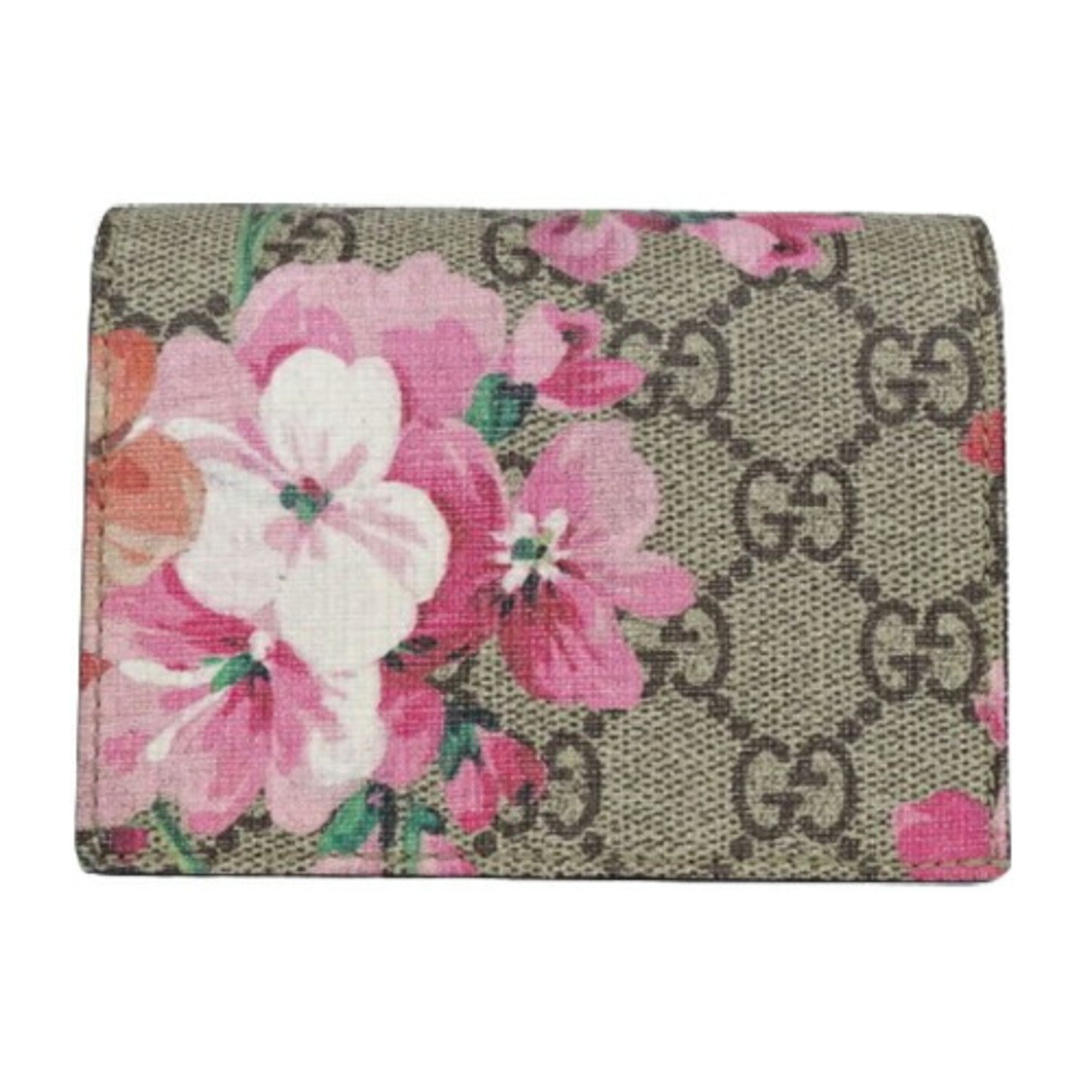 Gucci Women's Wallet Bi-fold GG Blooms Supreme Canvas Beige Pink 453176 Compact Flower